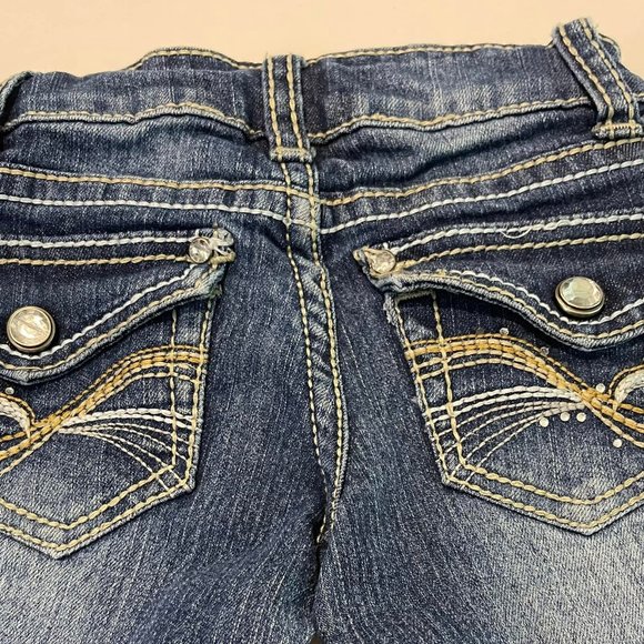 GIRL'S JEANS SIZE 4 RED RIVET with Bling ~Zipper great condition Adorable - Picture 1 of 5